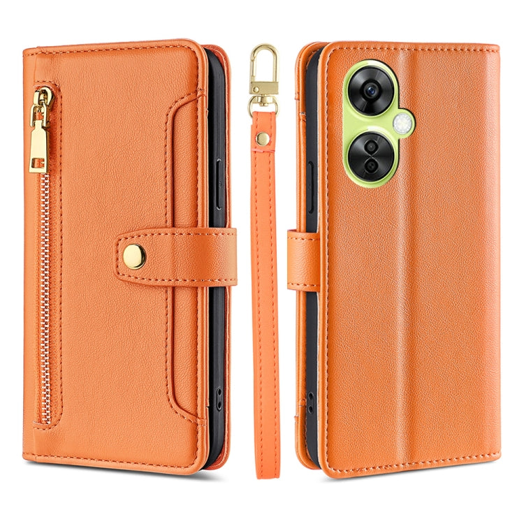 Custodia per telefono in pelle con portafoglio con cerniera a tracolla Lite Sheep Texture, For OnePlus Nord CE3 5G, For OnePlus Nord CE 3 Lite 5G