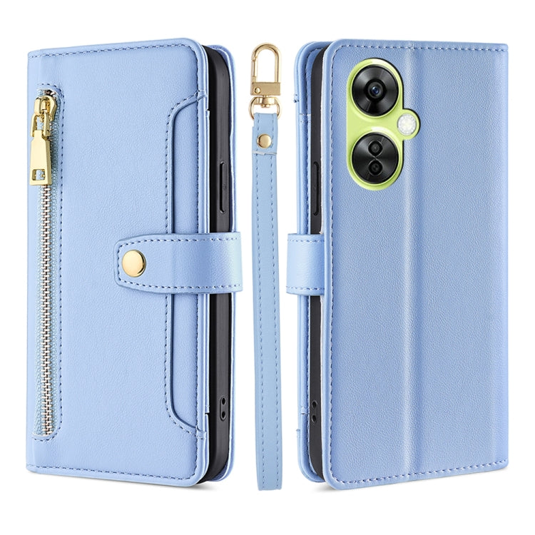 Custodia per telefono in pelle con portafoglio con cerniera a tracolla Lite Sheep Texture, For OnePlus Nord CE3 5G, For OnePlus Nord CE 3 Lite 5G