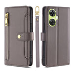 Custodia per telefono in pelle con portafoglio con cerniera a tracolla Lite Sheep Texture, For OnePlus Nord CE3 5G, For OnePlus Nord CE 3 Lite 5G