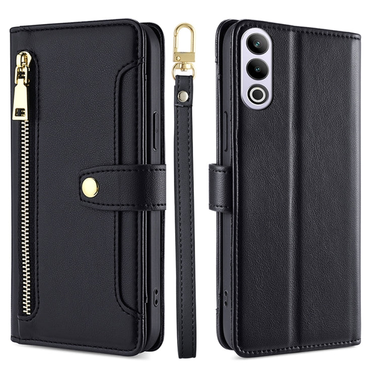 Custodia per telefono in pelle con portafoglio con cerniera a tracolla Lite Sheep Texture, For OnePlus Nord CE 4 Lite 5G, For OnePlus Ace 3V 5G, For OnePlus Nord CE4, For OnePlus Ace 2 Pro