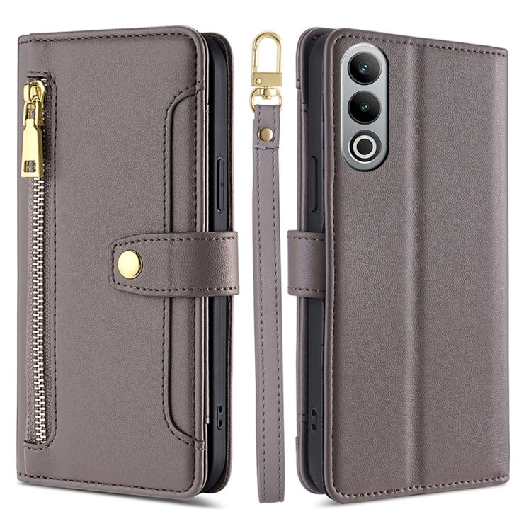 Custodia per telefono in pelle con portafoglio con cerniera a tracolla Lite Sheep Texture, For OnePlus Nord CE 4 Lite 5G, For OnePlus Ace 3V 5G, For OnePlus Nord CE4, For OnePlus Ace 2 Pro