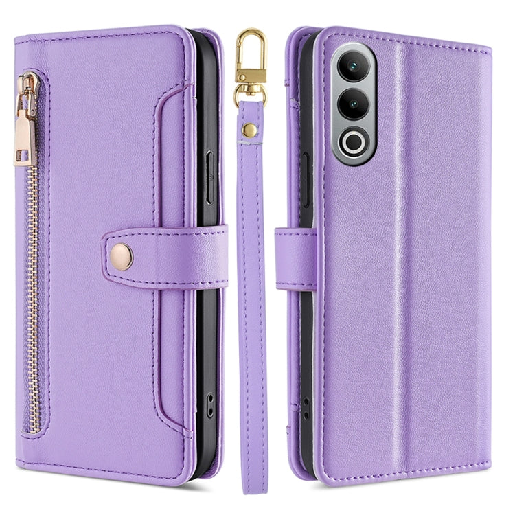 Custodia per telefono in pelle con portafoglio con cerniera a tracolla Lite Sheep Texture, For OnePlus Nord CE 4 Lite 5G, For OnePlus Ace 3V 5G, For OnePlus Nord CE4, For OnePlus Ace 2 Pro