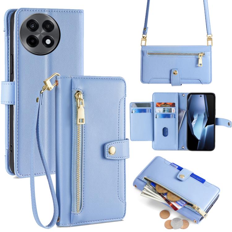 Custodia per telefono in pelle con portafoglio con cerniera a tracolla Lite Sheep Texture, For OnePlus Ace 5 Ultra / Nord 5, For OnePlus Ace 5 Racing / Nord CE5, For OnePlus Ace 5 / 5 Pro, For OnePlus Ace 3 Pro 5G