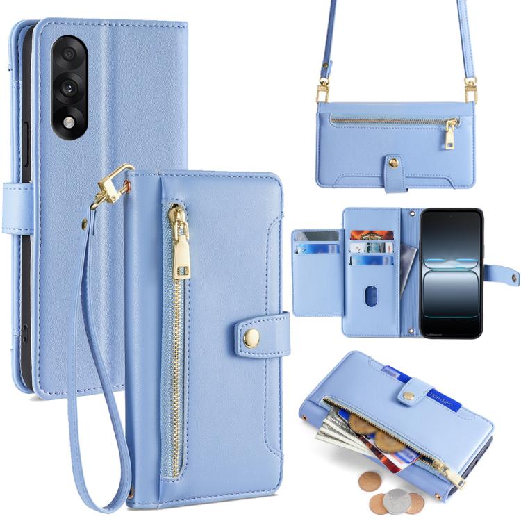 Custodia per telefono in pelle con portafoglio con cerniera a tracolla Lite Sheep Texture, For OnePlus Ace 5 Ultra / Nord 5, For OnePlus Ace 5 Racing / Nord CE5, For OnePlus Ace 5 / 5 Pro, For OnePlus Ace 3 Pro 5G