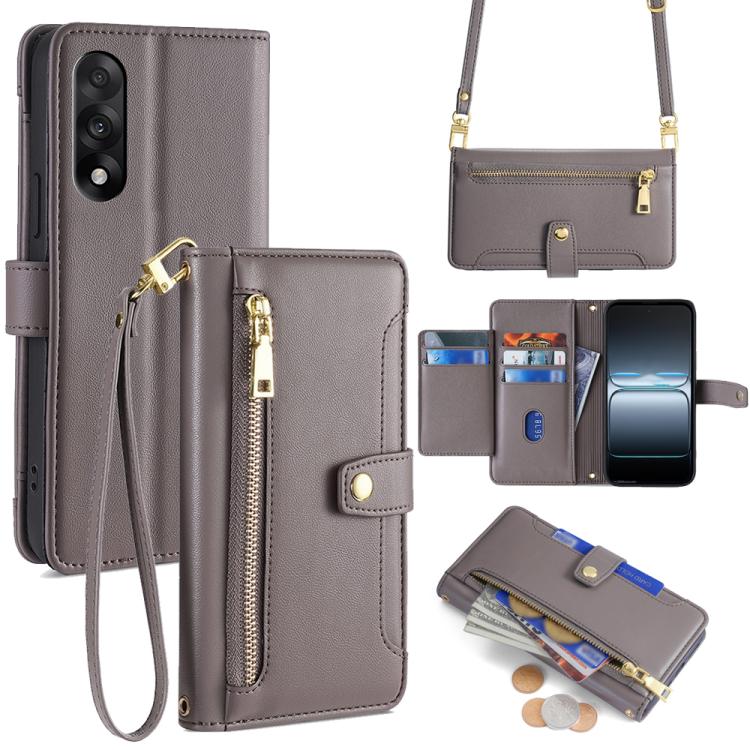 Custodia per telefono in pelle con portafoglio con cerniera a tracolla Lite Sheep Texture, For OnePlus Ace 5 Ultra / Nord 5, For OnePlus Ace 5 Racing / Nord CE5, For OnePlus Ace 5 / 5 Pro, For OnePlus Ace 3 Pro 5G