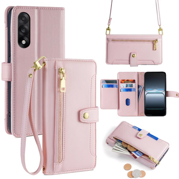 Custodia per telefono in pelle con portafoglio con cerniera a tracolla Lite Sheep Texture, For OnePlus Ace 5 Ultra / Nord 5, For OnePlus Ace 5 Racing / Nord CE5, For OnePlus Ace 5 / 5 Pro, For OnePlus Ace 3 Pro 5G