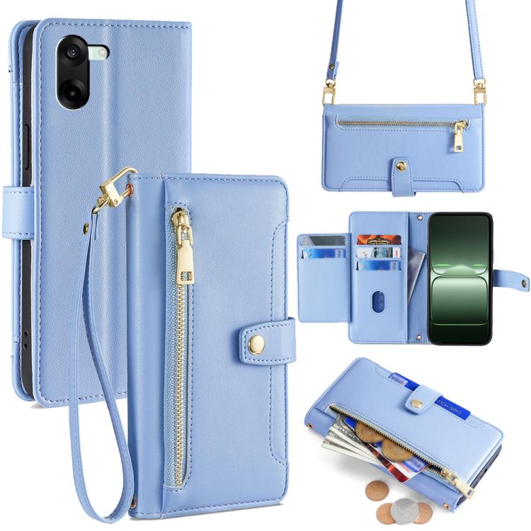 Custodia per telefono in pelle con portafoglio con cerniera a tracolla Lite Sheep Texture, For OnePlus Ace 5 Ultra / Nord 5, For OnePlus Ace 5 Racing / Nord CE5, For OnePlus Ace 5 / 5 Pro, For OnePlus Ace 3 Pro 5G