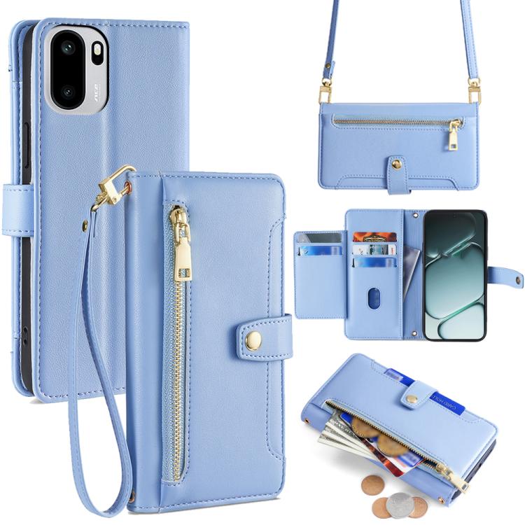 Custodia per telefono in pelle con portafoglio con cerniera a tracolla Lite Sheep Texture, For OnePlus 15T 5G, For OnePlus Turbo 6 / 6V, For OnePlus Ace 6, For OnePlus 15 5G
