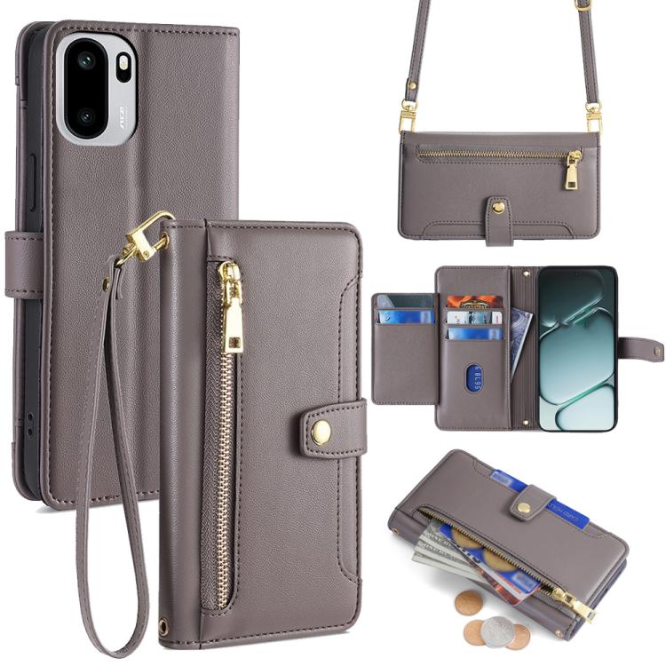 Custodia per telefono in pelle con portafoglio con cerniera a tracolla Lite Sheep Texture, For OnePlus 15T 5G, For OnePlus Turbo 6 / 6V, For OnePlus Ace 6, For OnePlus 15 5G