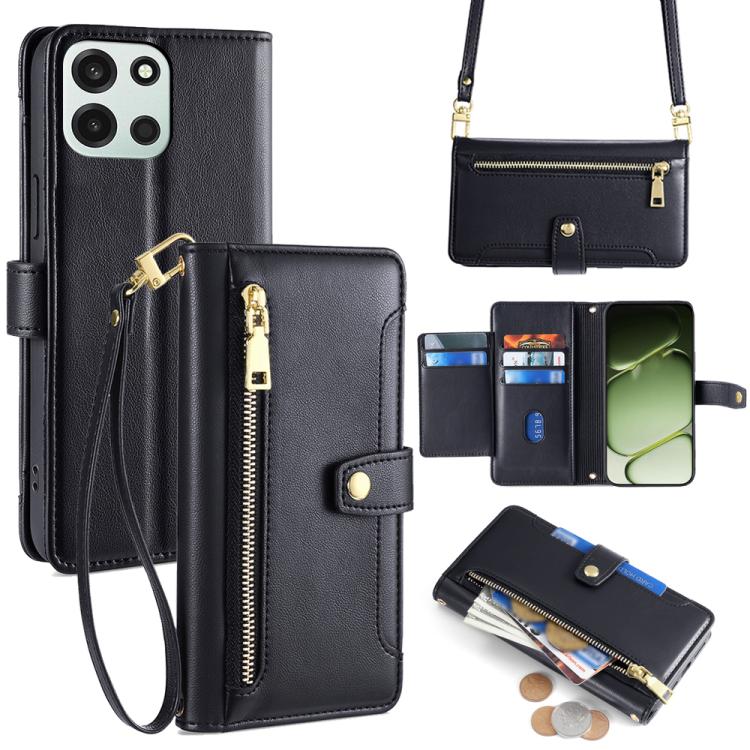 Custodia per telefono in pelle con portafoglio con cerniera a tracolla Lite Sheep Texture, For OnePlus 15T 5G, For OnePlus Turbo 6 / 6V, For OnePlus Ace 6, For OnePlus 15 5G