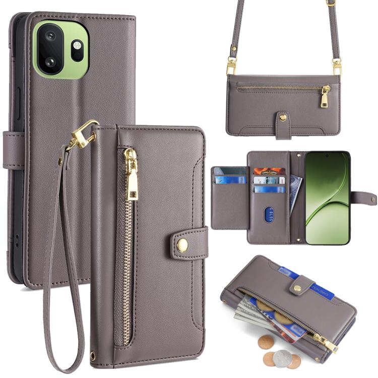 Custodia per telefono in pelle con portafoglio con cerniera a tracolla Lite Sheep Texture, For OnePlus 15T 5G, For OnePlus Turbo 6 / 6V, For OnePlus Ace 6, For OnePlus 15 5G