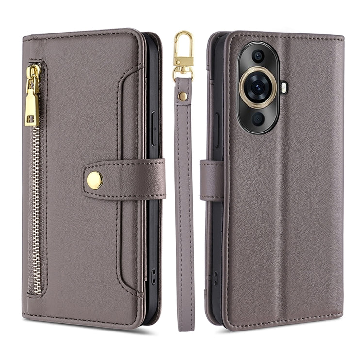 Custodia per telefono in pelle con portafoglio con cerniera a tracolla Lite Sheep Texture, For Huawei nova 12 5G, For Huawei nova 11 Pro 4G / 11 Ultra 4G, For Huawei nova 11 4G