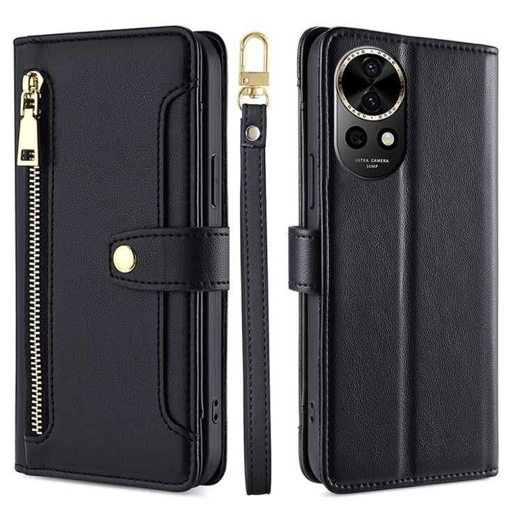 Custodia per telefono in pelle con portafoglio con cerniera a tracolla Lite Sheep Texture, For Huawei nova 12 5G, For Huawei nova 11 Pro 4G / 11 Ultra 4G, For Huawei nova 11 4G