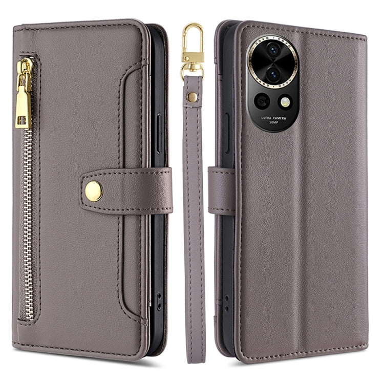 Custodia per telefono in pelle con portafoglio con cerniera a tracolla Lite Sheep Texture, For Huawei nova 12 5G, For Huawei nova 11 Pro 4G / 11 Ultra 4G, For Huawei nova 11 4G