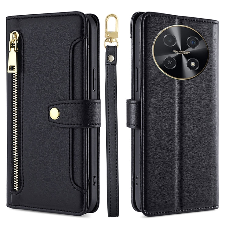 Custodia per telefono in pelle con portafoglio con cerniera a tracolla Lite Sheep Texture, For Huawei Pura 70 Pro / 70 Pro+ 5G, For Huawei Pura 70 Ultra 5G, For Huawei nova 12i 4G, For Huawei Pura 70 5G