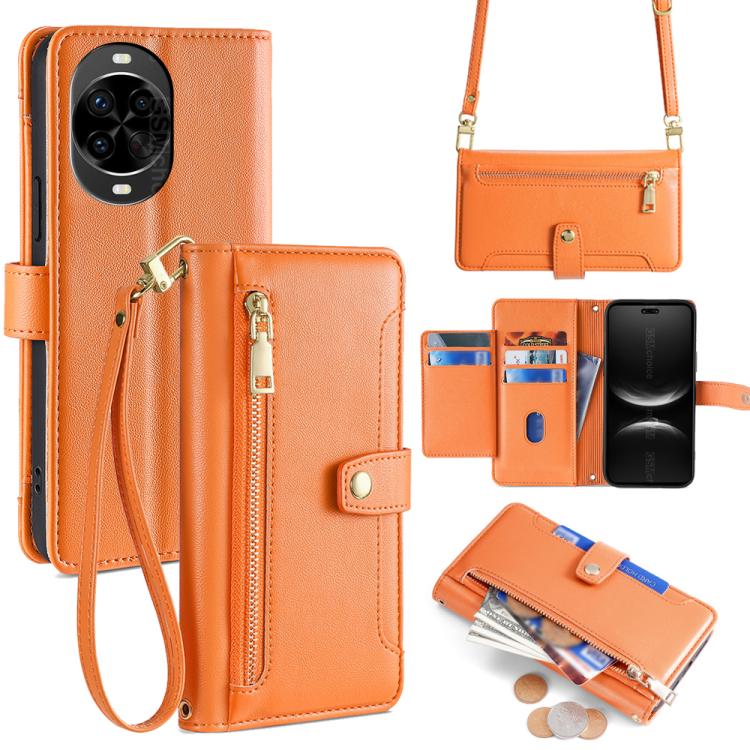 Custodia per telefono in pelle con portafoglio con cerniera a tracolla Lite Sheep Texture, For Huawei Pura 80 5G, For Huawei nova 14 Ultra 5G, For Huawei nova 14 Pro 5G, For Huawei nova 14 5G