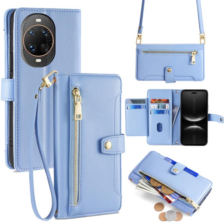 Custodia per telefono in pelle con portafoglio con cerniera a tracolla Lite Sheep Texture, For Huawei Pura 80 5G, For Huawei nova 14 Ultra 5G, For Huawei nova 14 Pro 5G, For Huawei nova 14 5G