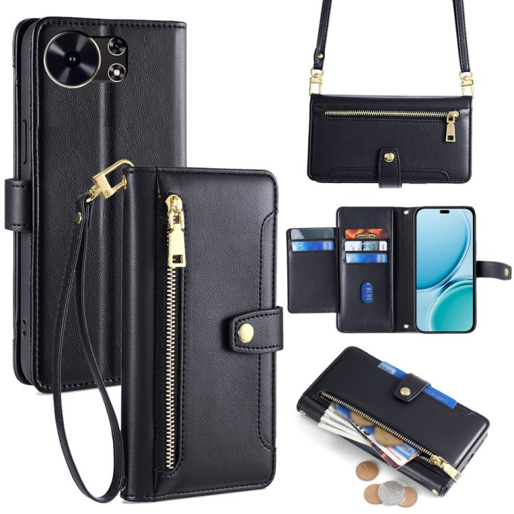 Custodia per telefono in pelle con portafoglio con cerniera a tracolla Lite Sheep Texture, For Huawei nova 15, For Huawei Mate 80 Pro Max 5G, For Huawei Mate 80 5G, For Huawei Maimang 40 5G