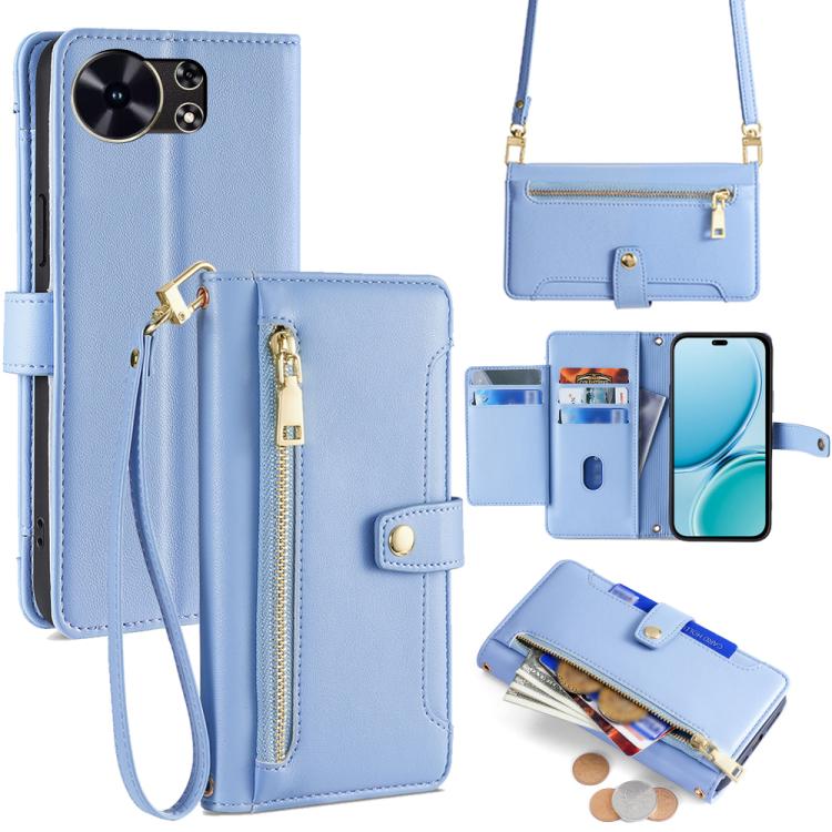 Custodia per telefono in pelle con portafoglio con cerniera a tracolla Lite Sheep Texture, For Huawei nova 15, For Huawei Mate 80 Pro Max 5G, For Huawei Mate 80 5G, For Huawei Maimang 40 5G
