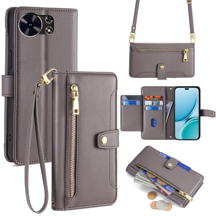 Custodia per telefono in pelle con portafoglio con cerniera a tracolla Lite Sheep Texture, For Huawei nova 15, For Huawei Mate 80 Pro Max 5G, For Huawei Mate 80 5G, For Huawei Maimang 40 5G