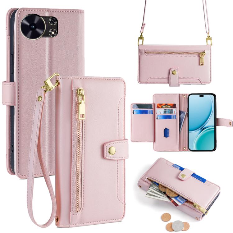 Custodia per telefono in pelle con portafoglio con cerniera a tracolla Lite Sheep Texture, For Huawei nova 15, For Huawei Mate 80 Pro Max 5G, For Huawei Mate 80 5G, For Huawei Maimang 40 5G