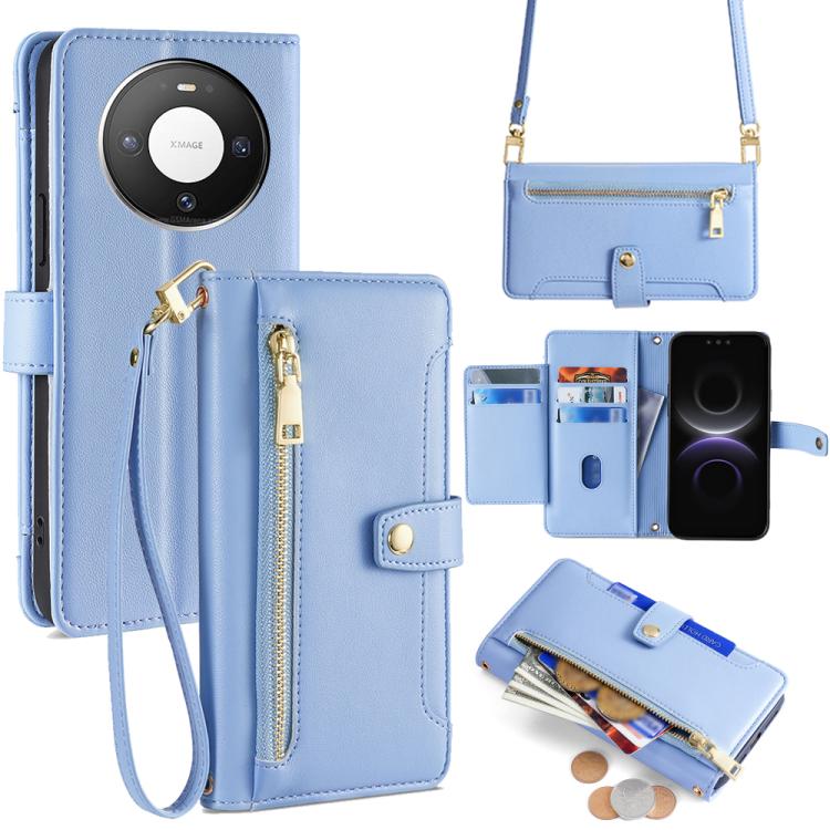 Custodia per telefono in pelle con portafoglio con cerniera a tracolla Lite Sheep Texture, For Huawei nova 15, For Huawei Mate 80 Pro Max 5G, For Huawei Mate 80 5G, For Huawei Maimang 40 5G