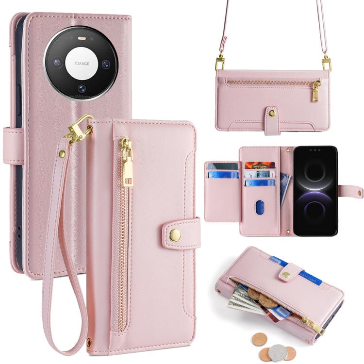 Custodia per telefono in pelle con portafoglio con cerniera a tracolla Lite Sheep Texture, For Huawei nova 15, For Huawei Mate 80 Pro Max 5G, For Huawei Mate 80 5G, For Huawei Maimang 40 5G
