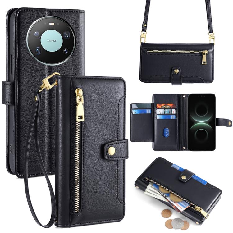 Custodia per telefono in pelle con portafoglio con cerniera a tracolla Lite Sheep Texture, For Huawei nova 15, For Huawei Mate 80 Pro Max 5G, For Huawei Mate 80 5G, For Huawei Maimang 40 5G