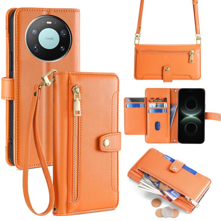 Custodia per telefono in pelle con portafoglio con cerniera a tracolla Lite Sheep Texture, For Huawei nova 15, For Huawei Mate 80 Pro Max 5G, For Huawei Mate 80 5G, For Huawei Maimang 40 5G