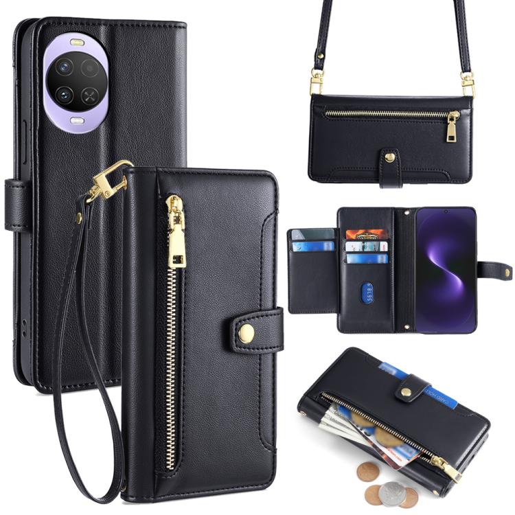 Custodia per telefono in pelle con portafoglio con cerniera a tracolla Lite Sheep Texture, For Huawei nova 15, For Huawei Mate 80 Pro Max 5G, For Huawei Mate 80 5G, For Huawei Maimang 40 5G