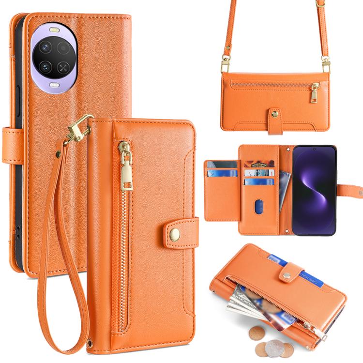 Custodia per telefono in pelle con portafoglio con cerniera a tracolla Lite Sheep Texture, For Huawei nova 15, For Huawei Mate 80 Pro Max 5G, For Huawei Mate 80 5G, For Huawei Maimang 40 5G
