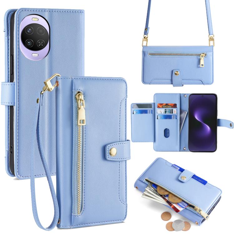 Custodia per telefono in pelle con portafoglio con cerniera a tracolla Lite Sheep Texture, For Huawei nova 15, For Huawei Mate 80 Pro Max 5G, For Huawei Mate 80 5G, For Huawei Maimang 40 5G