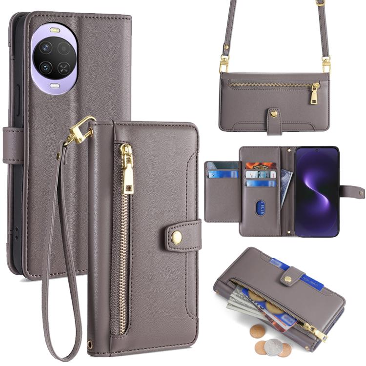 Custodia per telefono in pelle con portafoglio con cerniera a tracolla Lite Sheep Texture, For Huawei nova 15, For Huawei Mate 80 Pro Max 5G, For Huawei Mate 80 5G, For Huawei Maimang 40 5G