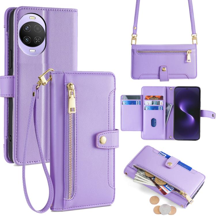 Custodia per telefono in pelle con portafoglio con cerniera a tracolla Lite Sheep Texture, For Huawei nova 15, For Huawei Mate 80 Pro Max 5G, For Huawei Mate 80 5G, For Huawei Maimang 40 5G