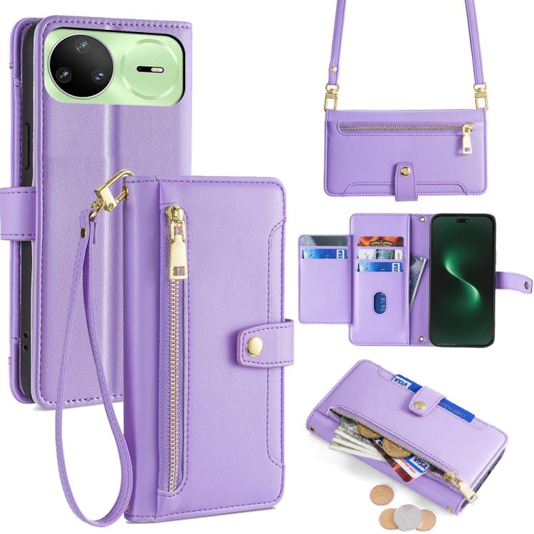 Custodia per telefono in pelle con portafoglio con cerniera a tracolla Lite Sheep Texture, For Huawei Enjoy 90 Pro Max 5G, For Huawei Enjoy 90 Plus 5G, For Huawei nova 15 Ultra, For Huawei nova 15 Pro