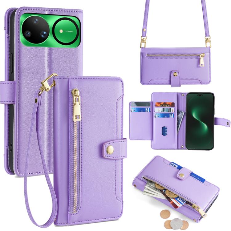 Custodia per telefono in pelle con portafoglio con cerniera a tracolla Lite Sheep Texture, For Huawei Enjoy 90 Pro Max 5G, For Huawei Enjoy 90 Plus 5G, For Huawei nova 15 Ultra, For Huawei nova 15 Pro