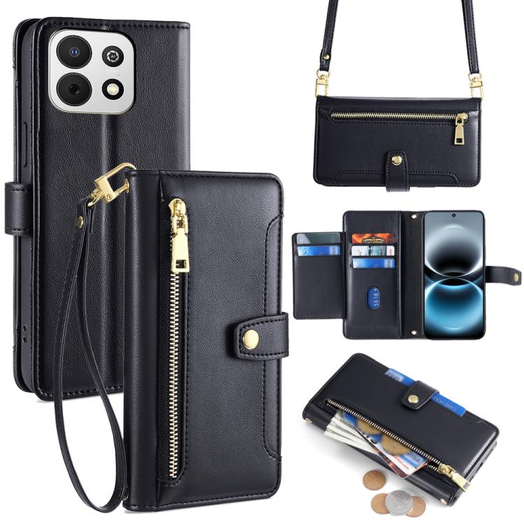 Custodia per telefono in pelle con portafoglio con cerniera a tracolla Lite Sheep Texture, For Huawei Enjoy 90 Pro Max 5G, For Huawei Enjoy 90 Plus 5G, For Huawei nova 15 Ultra, For Huawei nova 15 Pro