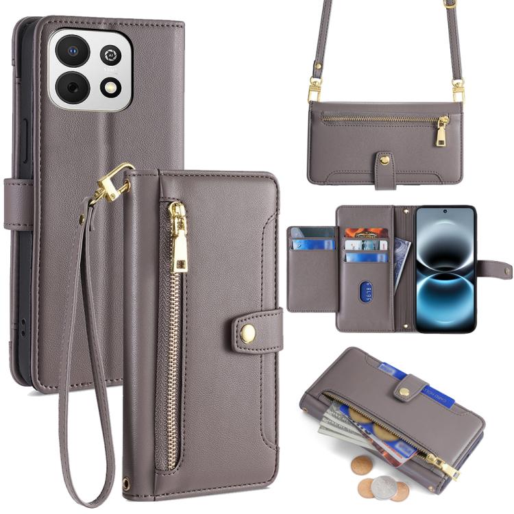 Custodia per telefono in pelle con portafoglio con cerniera a tracolla Lite Sheep Texture, For Huawei Enjoy 90 Pro Max 5G, For Huawei Enjoy 90 Plus 5G, For Huawei nova 15 Ultra, For Huawei nova 15 Pro