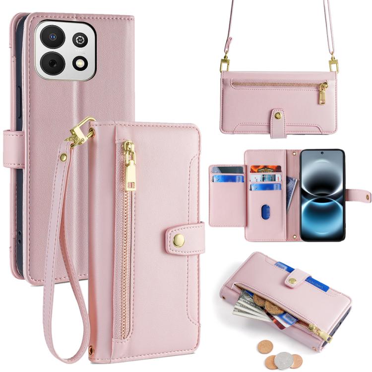 Custodia per telefono in pelle con portafoglio con cerniera a tracolla Lite Sheep Texture, For Huawei Enjoy 90 Pro Max 5G, For Huawei Enjoy 90 Plus 5G, For Huawei nova 15 Ultra, For Huawei nova 15 Pro