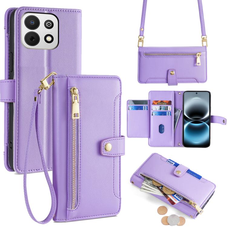 Custodia per telefono in pelle con portafoglio con cerniera a tracolla Lite Sheep Texture, For Huawei Enjoy 90 Pro Max 5G, For Huawei Enjoy 90 Plus 5G, For Huawei nova 15 Ultra, For Huawei nova 15 Pro
