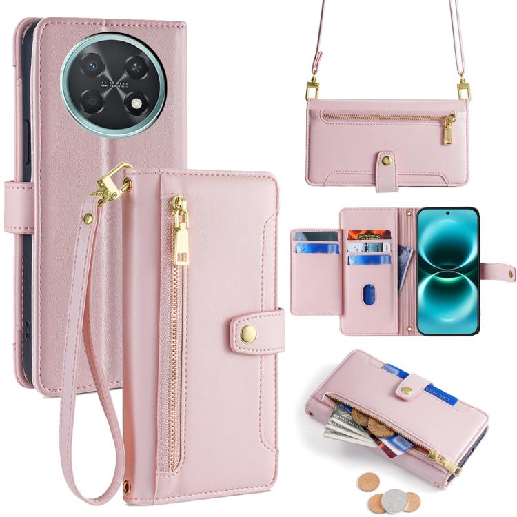 Custodia per telefono in pelle con portafoglio con cerniera a tracolla Lite Sheep Texture, For Huawei Enjoy 90 Pro Max 5G, For Huawei Enjoy 90 Plus 5G, For Huawei nova 15 Ultra, For Huawei nova 15 Pro