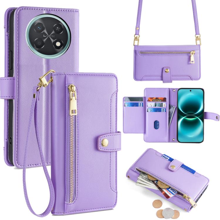 Custodia per telefono in pelle con portafoglio con cerniera a tracolla Lite Sheep Texture, For Huawei Enjoy 90 Pro Max 5G, For Huawei Enjoy 90 Plus 5G, For Huawei nova 15 Ultra, For Huawei nova 15 Pro