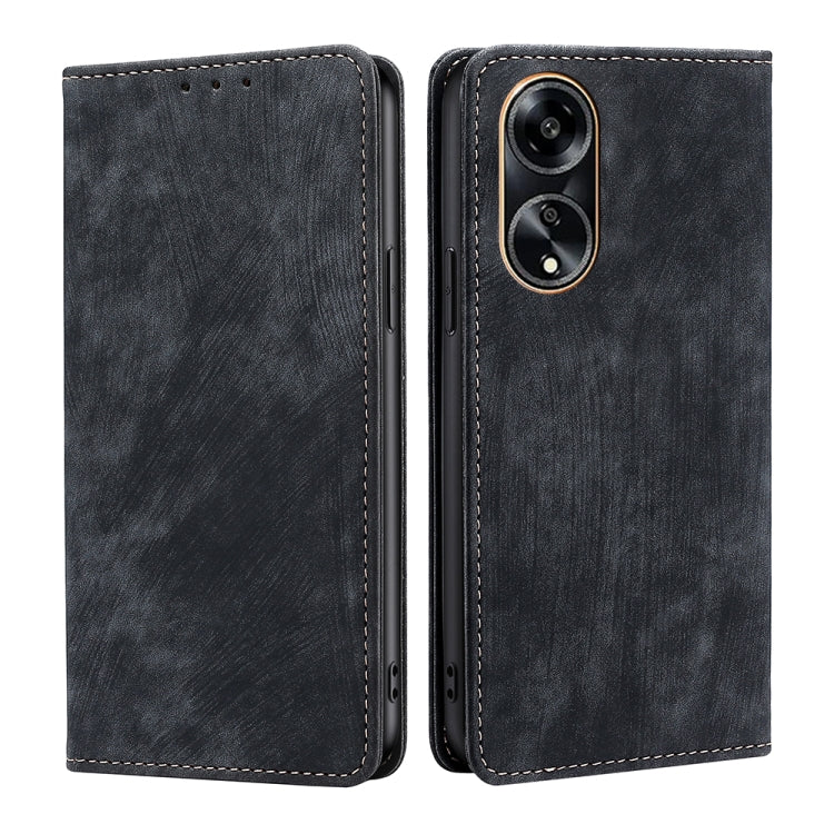 Custodia per telefono in pelle magnetica con spazzola antifurto RFID, For OPPO Reno10 Pro+ 5G, For OPPO A1 5G, For OPPO A79 5G