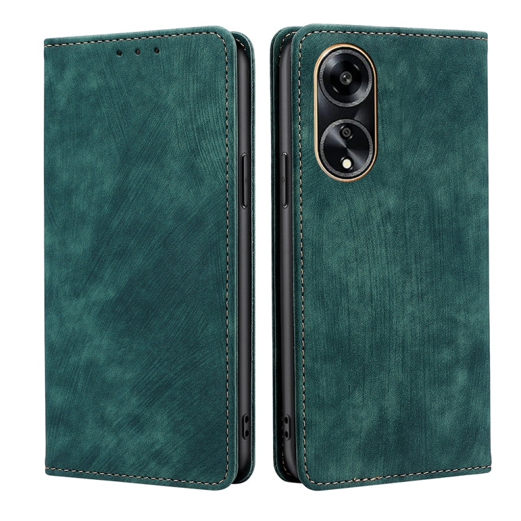 Custodia per telefono in pelle magnetica con spazzola antifurto RFID, For OPPO Reno10 Pro+ 5G, For OPPO A1 5G, For OPPO A79 5G