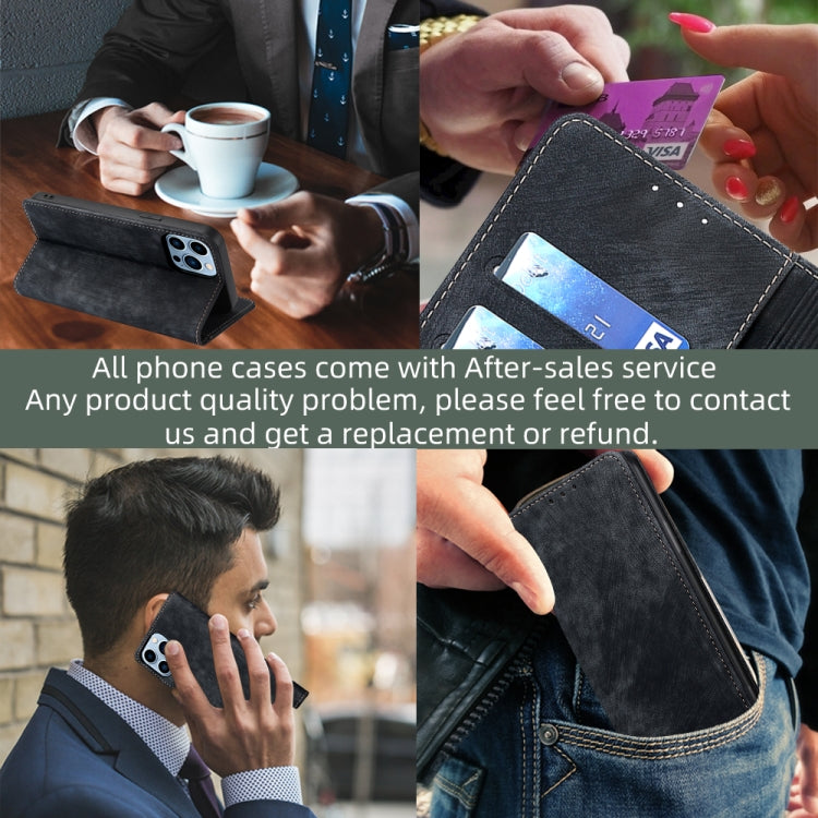 Custodia per telefono in pelle magnetica con spazzola antifurto RFID, For OPPO Reno10 Pro+ 5G, For OPPO A1 5G, For OPPO A79 5G