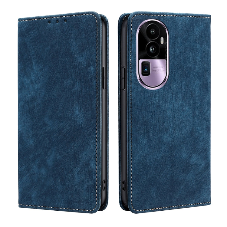 Custodia per telefono in pelle magnetica con spazzola antifurto RFID, For OPPO Reno10 Pro+ 5G, For OPPO A1 5G, For OPPO A79 5G