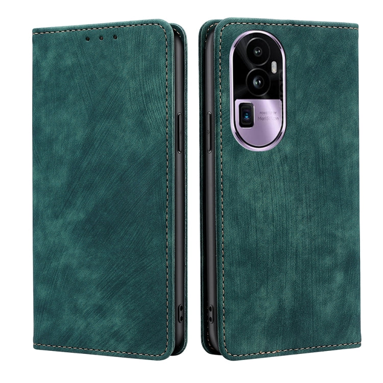 Custodia per telefono in pelle magnetica con spazzola antifurto RFID, For OPPO Reno10 Pro+ 5G, For OPPO A1 5G, For OPPO A79 5G