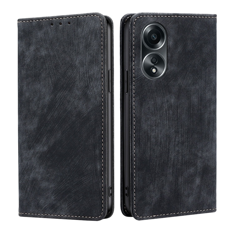 Custodia per telefono in pelle magnetica con spazzola antifurto RFID, For OPPO A2 Pro 5G, For OPPO A58 4G, For OPPO Reno10 5G / Reno10 Pro 5G Global, For OPPO A78 4G