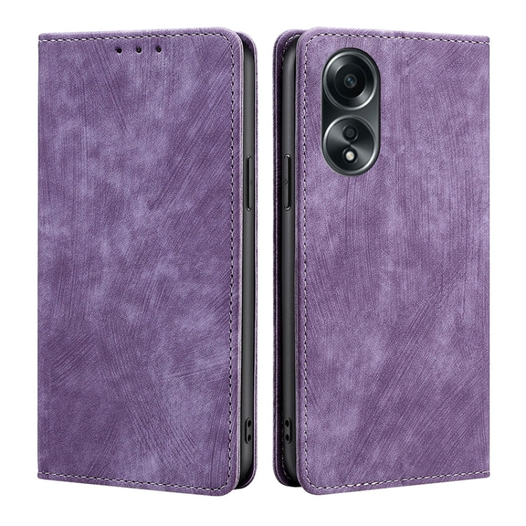 Custodia per telefono in pelle magnetica con spazzola antifurto RFID, For OPPO A2 Pro 5G, For OPPO A58 4G, For OPPO Reno10 5G / Reno10 Pro 5G Global, For OPPO A78 4G