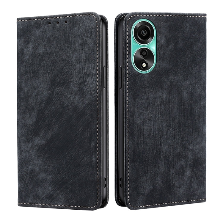 Custodia per telefono in pelle magnetica con spazzola antifurto RFID, For OPPO A2 Pro 5G, For OPPO A58 4G, For OPPO Reno10 5G / Reno10 Pro 5G Global, For OPPO A78 4G